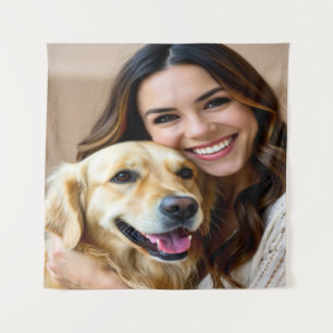 Add Golden Retriever Photo Personalize Tapestry