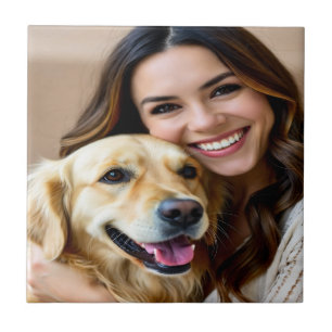 Add Golden Retriever Photo Personalize Tile