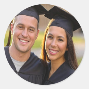 Add Graduation Photo Customize Classic Round Sticker