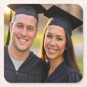 Add Graduation Photo Customize Square Paper Coaster