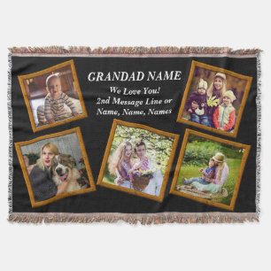 Add Grandfather Name Photo Images Pictures Frames Throw Blanket