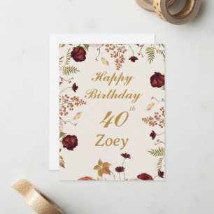 Add her age and name Pretty feminine birthday Pink Card