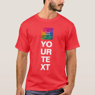 Add Image Logo Photo Template Mens Christmas Red T-Shirt