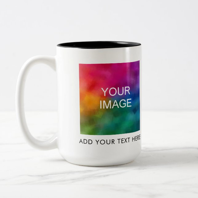 Add Image Photo Business Logo Text Create Your Own Two-Tone Coffee Mug (Left)