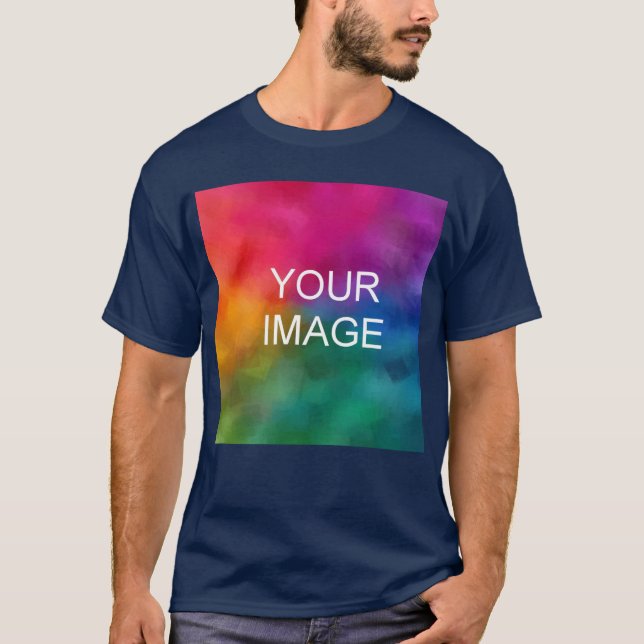 Add Image Photo Template Men's Double Sided Basic T-Shirt (Front)