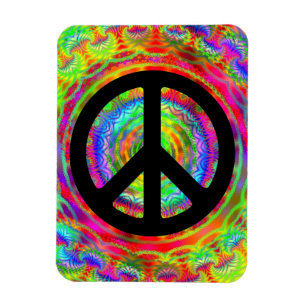 Add Image with Black Peace Symbol Magnet
