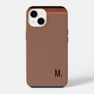 Add Initial Monogram Modern Minimalist Brown iPhone 14 Case