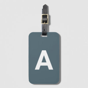 Add initial Monogram Personalised Simple Blue Luggage Tag