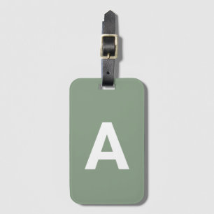 Add initial Monogram Personalised Simple Sage Luggage Tag