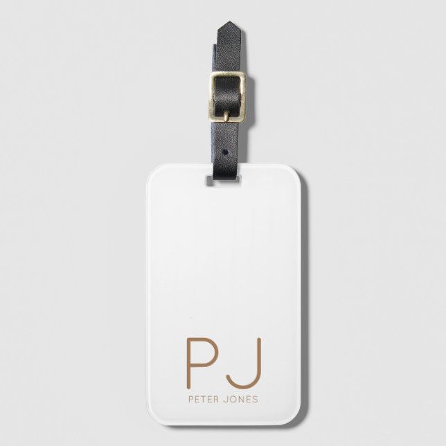 Add initial Monogram Personalized Simple  Luggage Tag (Front Vertical)