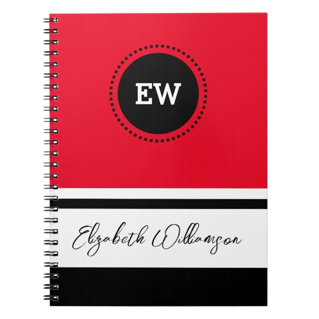 Add initials and name red and black notebook (Front)