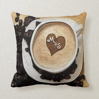 Add Initials Coffee Throw Pillow