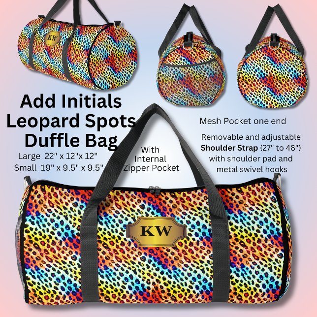 Add Initials, Multicolor Leopard Spots Duffle Bag (Creator Uploaded)