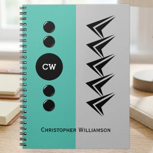 Add initials name teal and grey notebook