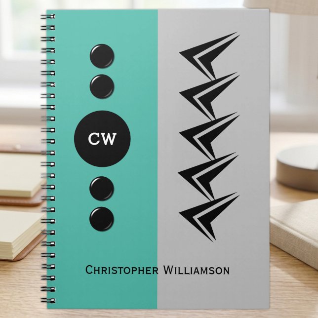 Add initials name teal and grey notebook (Creator Uploaded)