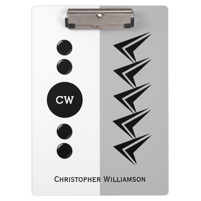 Add initials name white and grey clipboard (Front)