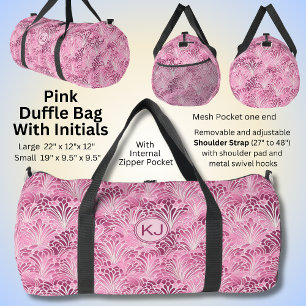 Add Initials, Pale & Dark Pink Abstract Design Duffle Bag