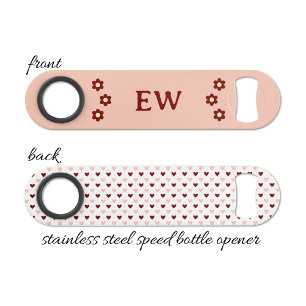 Add initials peach and burgundy bar key