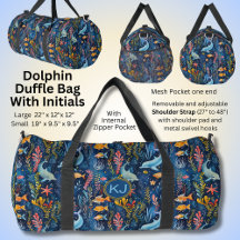 Add Initials, Swimming Blue Dolphins & Gold Fish