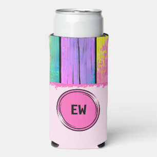 Add initials unicorn colours pink seltzer can cooler