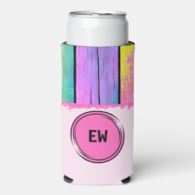 Add initials unicorn colours pink seltzer can cooler (Seltzer Front)