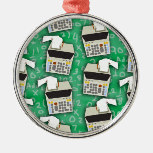 Add It Up Adding Machine Pattern Metal Ornament