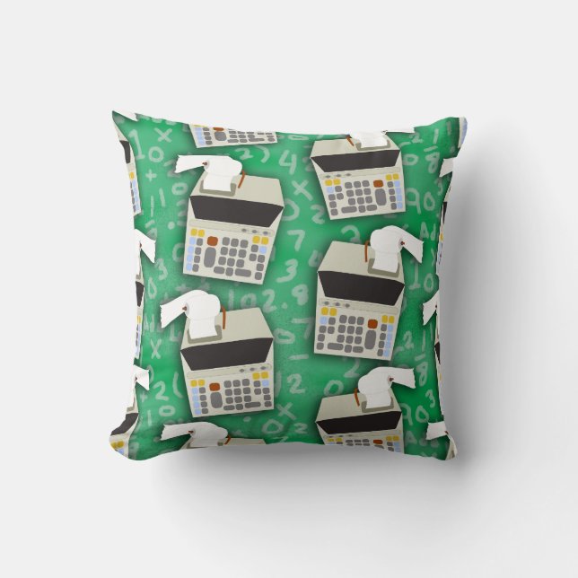 Add It Up Adding Machine Pattern Throw Pillow (Front)