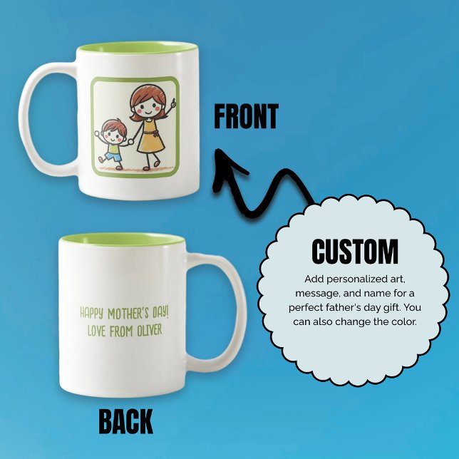 Add Kid’s Artwork Mother’s Day Personalized  Two-Tone Coffee Mug (Add Kid’s Artwork Mother’s Day Personalized Two-Tone Coffee Mug)
