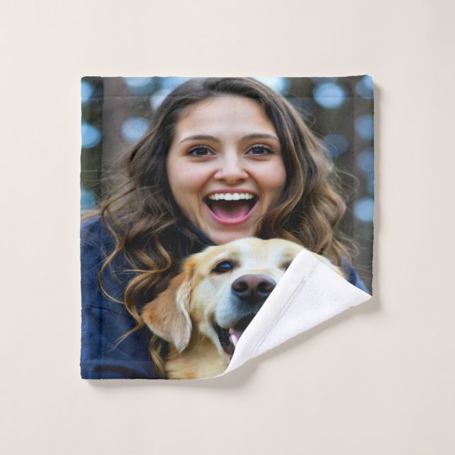 Add Labrador Retriever Photo Personalize Bath Towel Set (Wash Cloth)