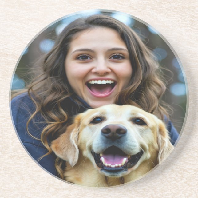 Add Labrador Retriever Photo Personalize Coaster (Front)