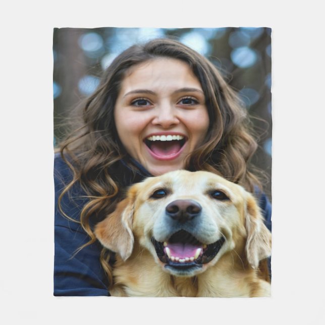 Add Labrador Retriever Photo Personalize Fleece Blanket (Front)