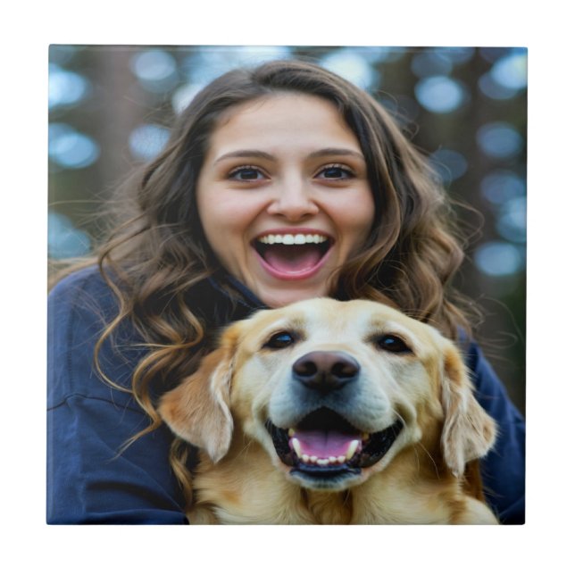 Add Labrador Retriever Photo Personalize Tile (Front)
