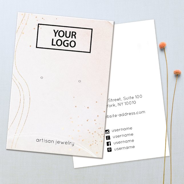 Add Logo Abstract Watercolor  Earring Display Business Card (Creator Uploaded)
