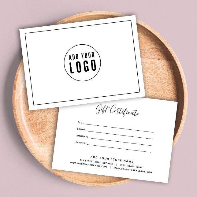 Add Logo Black Border Calligraphy Gift Certificate (Creator Uploaded)