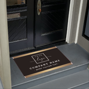Add logo black business company name doormat