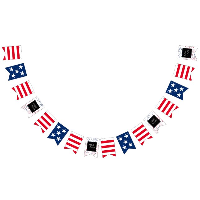Add Logo Corporate Business Company 4th of July Bunting Flags (All)