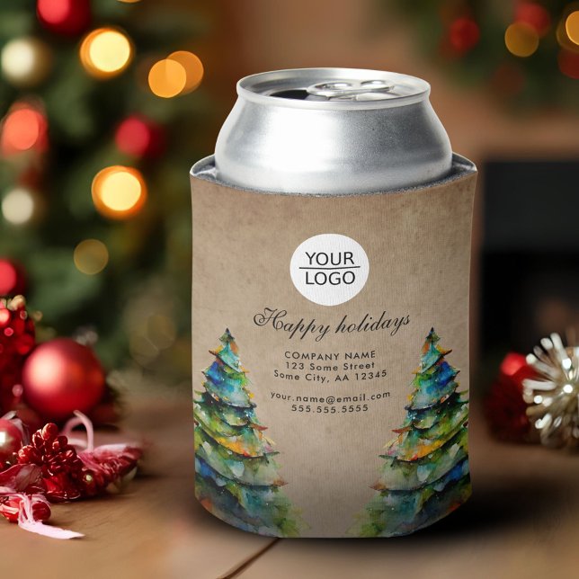 Add Logo Custom Text Christmas Tree Promotion  Can Cooler (Creator Uploaded)