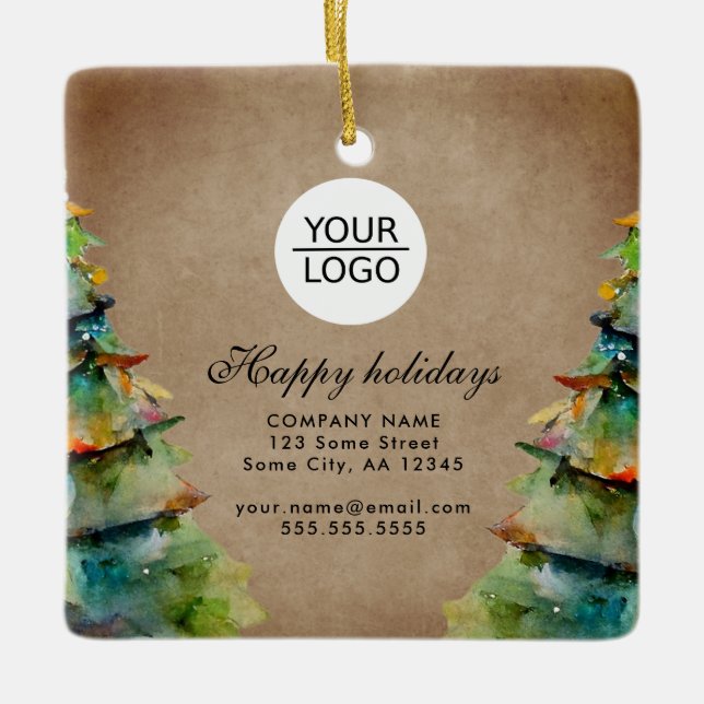 Add Logo Custom Text Christmas Tree Promotion Ceramic Ornament (Front)