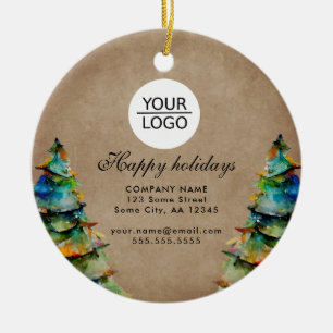 Add Logo Custom Text Christmas Tree Promotion Ceramic Ornament