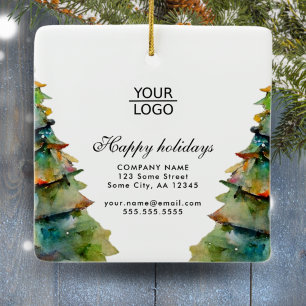 Add Logo Custom Text Christmas Tree Promotion Ceramic Ornament
