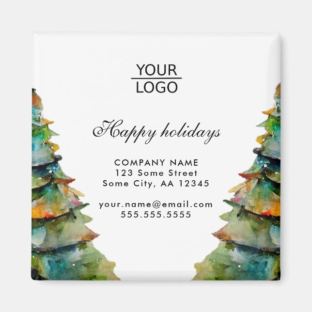 Add Logo Custom Text Christmas Tree Promotion Magnet (Front)