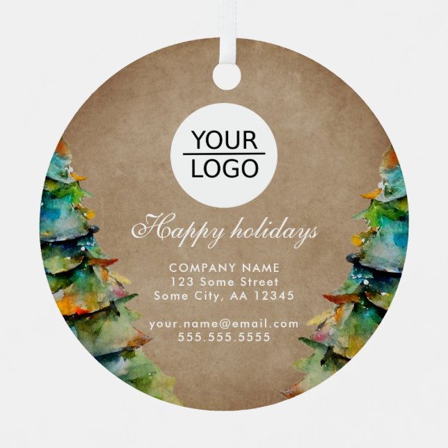 Add Logo Custom Text Christmas Tree Promotion  Metal Ornament (Front)