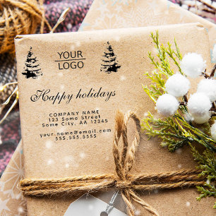 Add Logo Custom Text Christmas Tree Promotion  Rubber Stamp