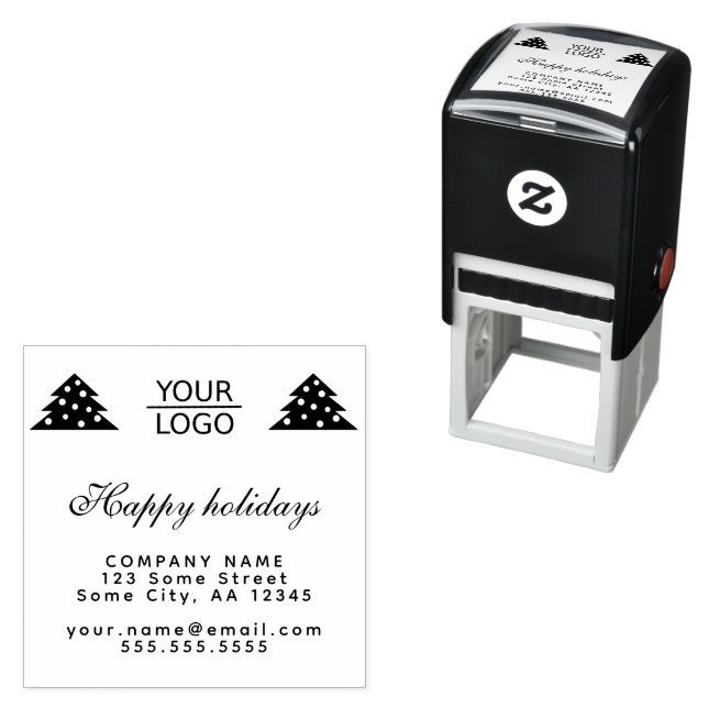 Add Logo Custom Text Christmas Tree Promotion  Self-inking Stamp (In Situ)