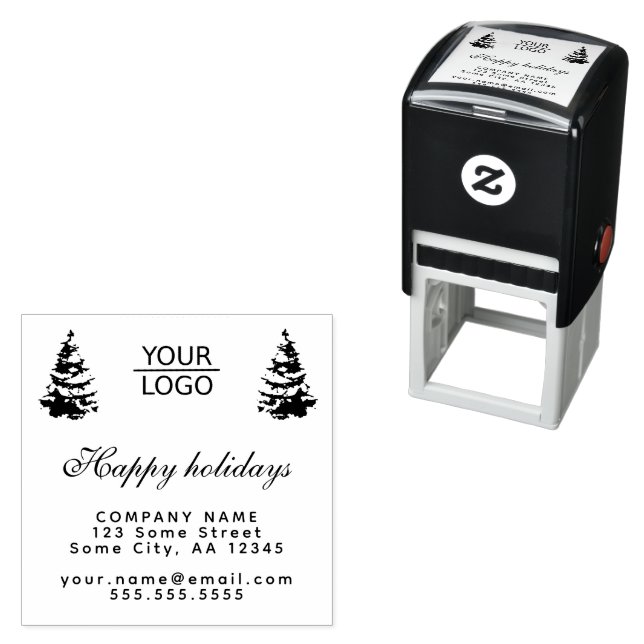 Add Logo Custom Text Christmas Tree Promotion Self-inking Stamp (In Situ)