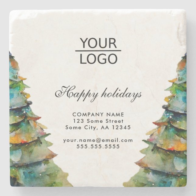 Add Logo Custom Text Christmas Tree Promotion Stone Coaster (Front)