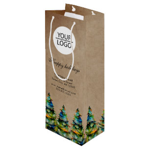 Add Logo Custom Text Christmas Tree Promotion Wine Gift Bag