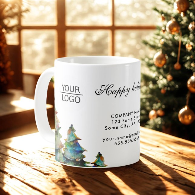 Add Logo Custom Text Christmas Trees Promotion Coffee Mug (Creator Uploaded)