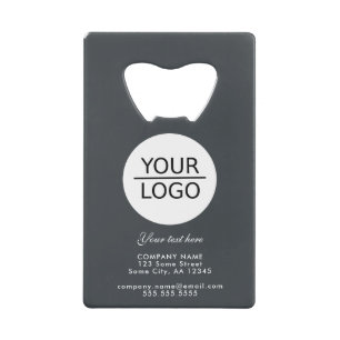 Add Logo Custom Text Promotion Anthracite grey Credit Card Bottle Opener