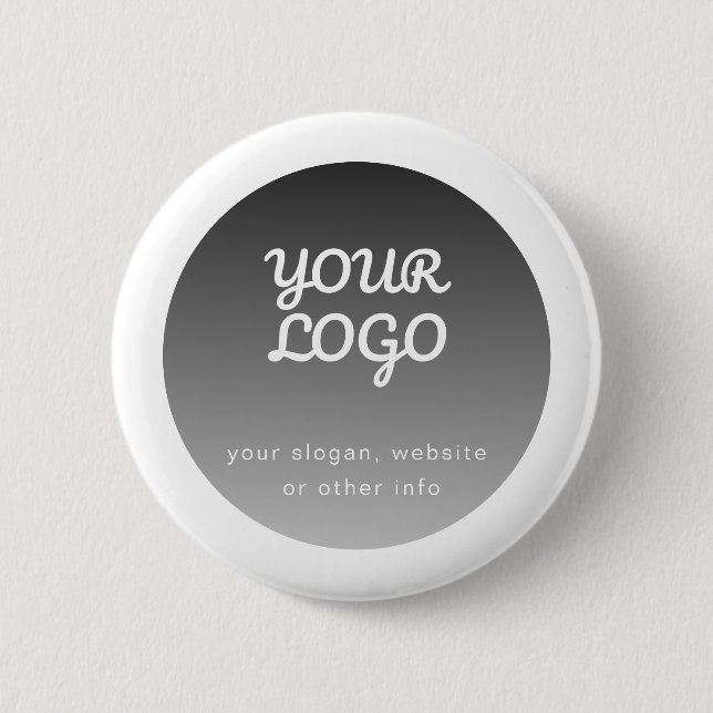 Add Logo | Dark Grey Gradient White Border 2 Inch Round Button (Front)